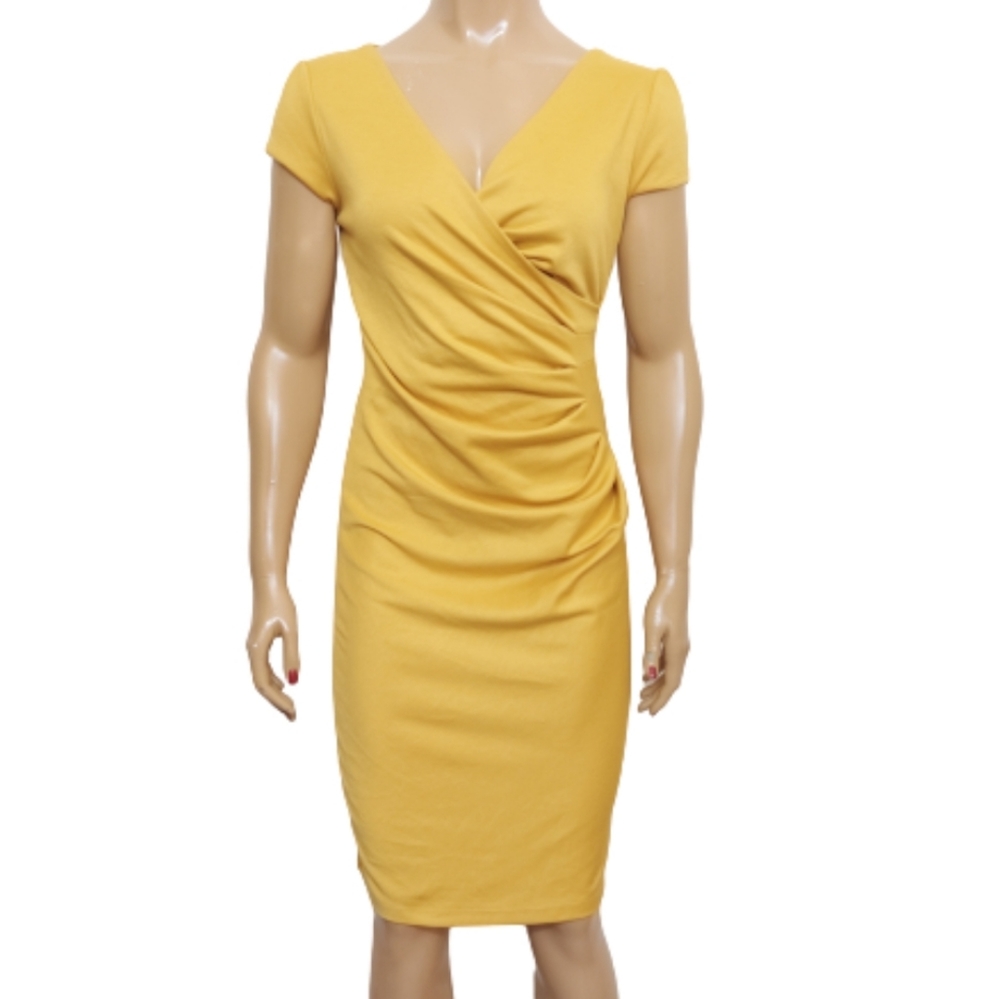 Auline Collection VNeck Ruched Wrap Look Dress - Picture 3 of 15